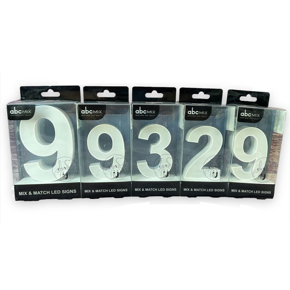 abcMIX Mix & Match LED Sign Lot of 5 Replacement Numbers Arial Font Magnetic NEW